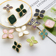 Petal Cabinet Knobs，Gold Dresser Drawers Knobs，Four Leaf Clover Decorative Knobs For Furniture Cupboard Hardware (Snowflake White，Large)