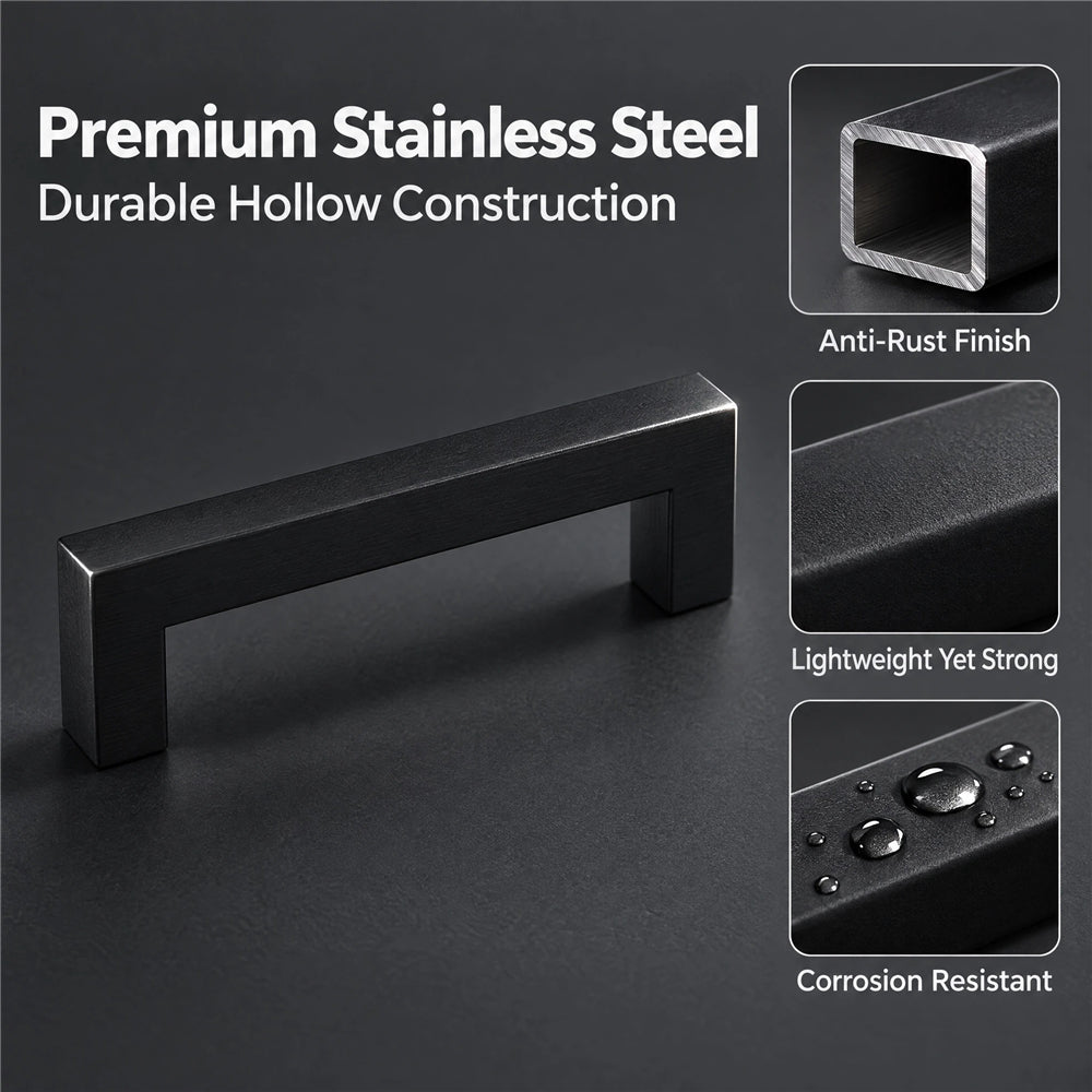 10 Pack 2.75 Inch Center to Center Matte Black Cabinet Handles Stainless Steel Drawer Pulls