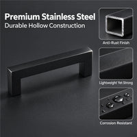 10 Pack 2.75 Inch Center to Center Matte Black Cabinet Handles Stainless Steel Drawer Pulls