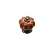 Ceramic Pumpkin Knobs，Vintage Dresser Drawer Pulls，Retro Cabinet Door Handles with Mounting Screws，Ideal for Closet，Cupboard