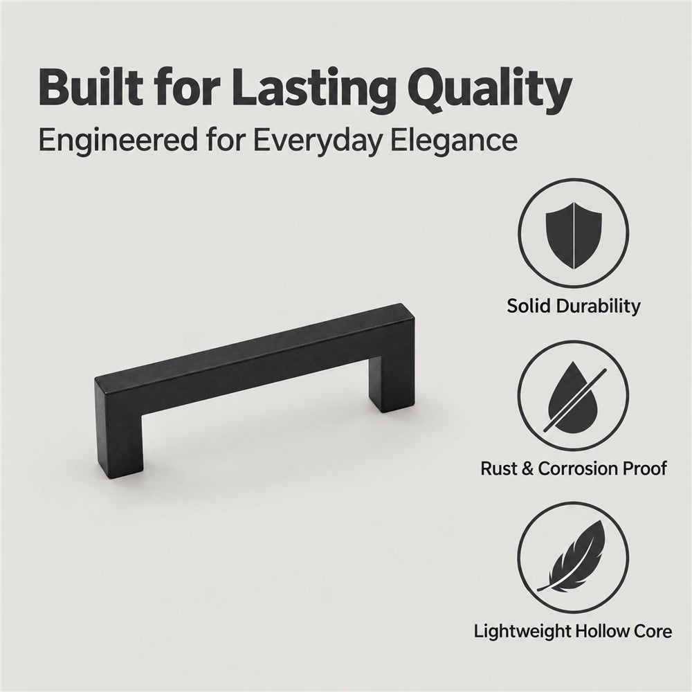 10 Pack 2.75 Inch Center to Center Matte Black Cabinet Handles Stainless Steel Drawer Pulls