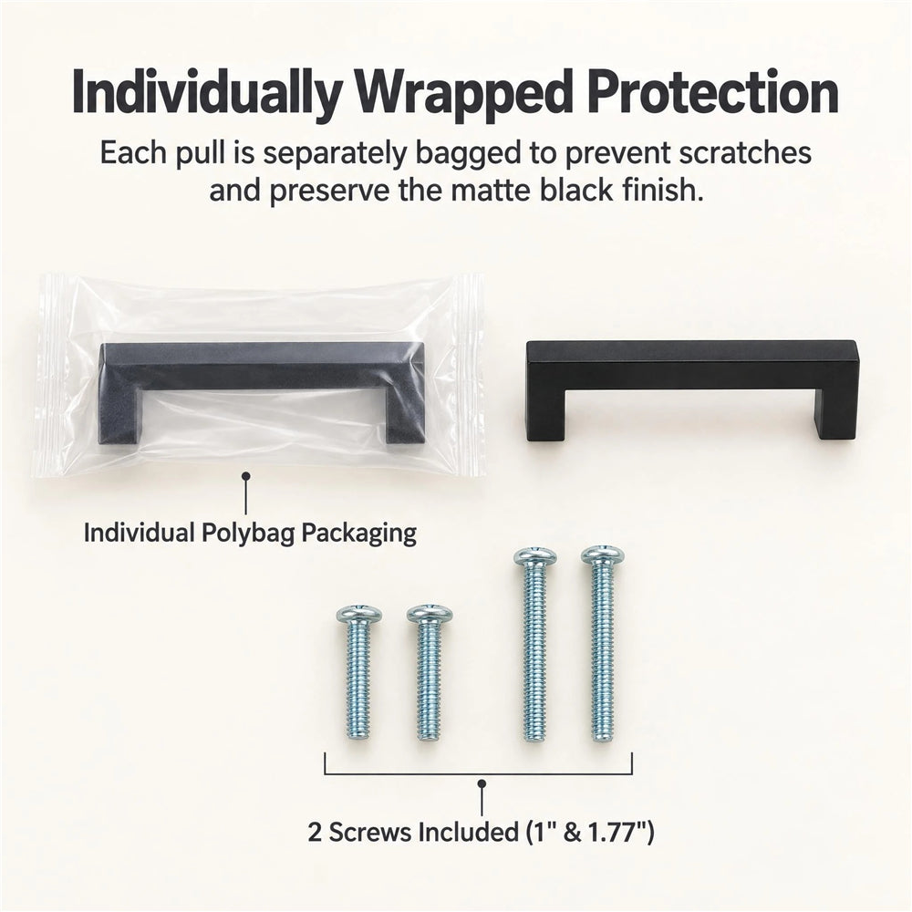 10 Pack 2.75 Inch Center to Center Matte Black Cabinet Handles Stainless Steel Drawer Pulls