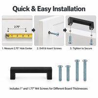 10 Pack 2.75 Inch Center to Center Matte Black Cabinet Handles Stainless Steel Drawer Pulls