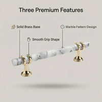 1 Pack Marble Pattern Solid Drawer Pulls，Knobs & Handles，White Marble Pattern Print - Marble Finish Series - Hole Centers(Knob，3.75"，5"，7.5")
