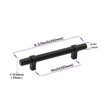 1 Pack Black Modern Cupboard Handles Stainless Steel Pulls - Round Shape Series - Hole Centers(Single Hole, 3