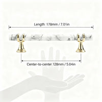 1 Pack Marble Pattern Solid Drawer Pulls，Knobs & Handles，White Marble Pattern Print - Marble Finish Series - Hole Centers(Knob，3.75"，5"，7.5")