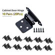 10 Pairs 3/8" Inset Matte Black Cabinet Hinge，Offset Self Closing Black Cabinet Hinges(10 Pairs - 20 Pcs)