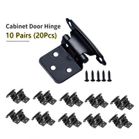 10 Pairs 3/8" Inset Matte Black Cabinet Hinge，Offset Self Closing Black Cabinet Hinges(10 Pairs - 20 Pcs)