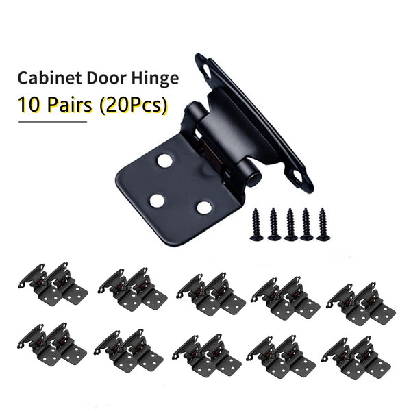 10 Pairs 3/8" Inset Matte Black Cabinet Hinge，Offset Self Closing Black Cabinet Hinges(10 Pairs - 20 Pcs)