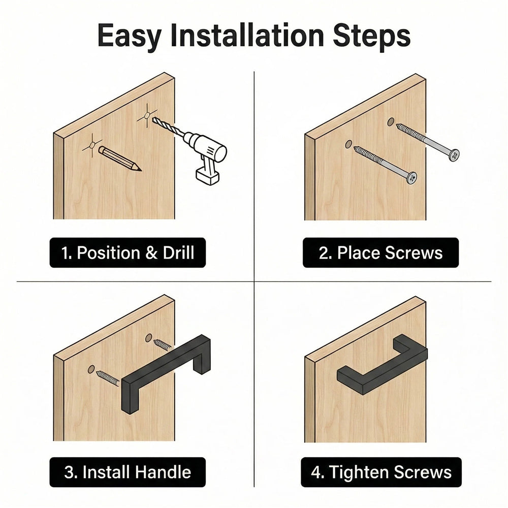 10 Pack 3-1/4 Inch Center To Center Matte Black Cabinet Pulls(Hole Center: 3-1/4"(82mm))