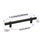 1 Pack Black Modern Cupboard Handles Stainless Steel Pulls - Round Shape Series - Hole Centers(Single Hole, 3