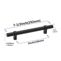 Flat Black Cabinet Bar Handle Pull - 5" (128mm) Hole Centers