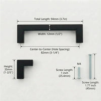 10 Pack 3-1/4 Inch Center To Center Matte Black Cabinet Pulls(Hole Center: 3-1/4"(82mm))