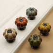 Ceramic Pumpkin Knobs，Vintage Dresser Drawer Pulls，Retro Cabinet Door Handles with Mounting Screws，Ideal for Closet，Cupboard