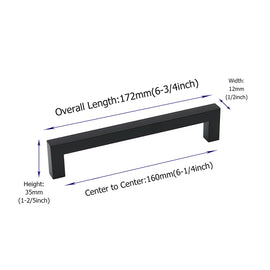 10 Pack 6.25 Inch(160mm) Center to Center Matte Black Kitchen Cabinet Handles