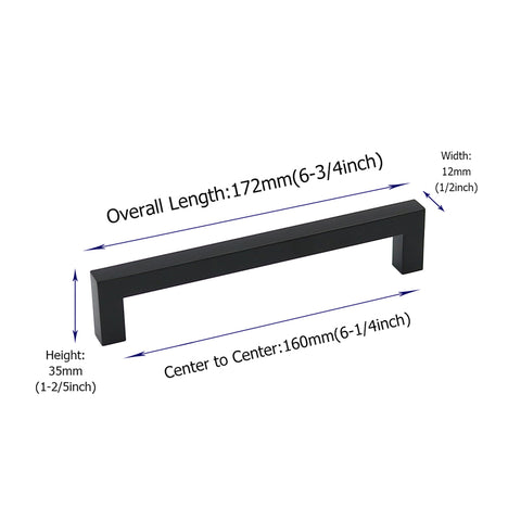 10 Pack 6.25 Inch(160mm) Center to Center Matte Black Kitchen Cabinet Handles