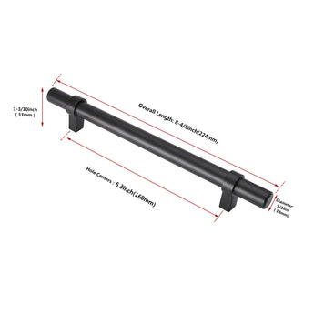 Flat Black Stainless Steel Kitchen Cupboard Handles - 6.25