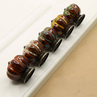 Ceramic Pumpkin Knobs，Vintage Dresser Drawer Pulls，Retro Cabinet Door Handles with Mounting Screws，Ideal for Closet，Cupboard