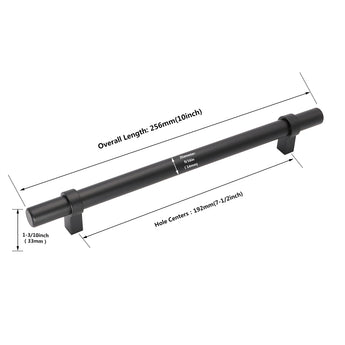 Flat Black Stainless Steel Kitchen Cupboard Handles - 7.5