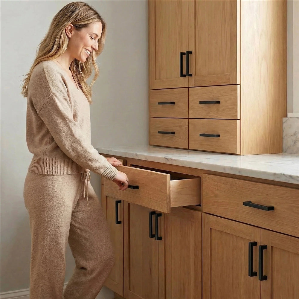 10 Pack 3-1/4 Inch Center To Center Matte Black Cabinet Pulls(Hole Center: 3-1/4"(82mm))