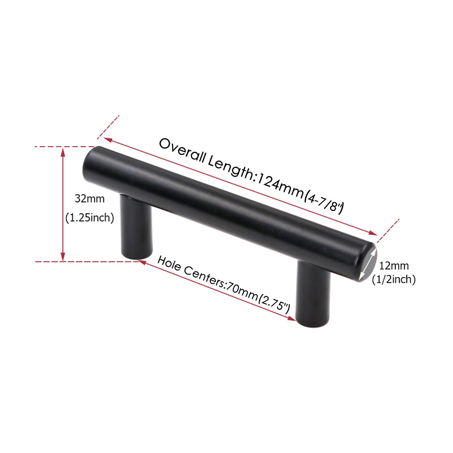10 Pack 2.75"(70mm) Center to Center Matte Black Stainless Steel Kitchen Drawer Pulls