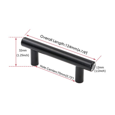 10 Pack 2.75"(70mm) Center to Center Matte Black Stainless Steel Kitchen Drawer Pulls