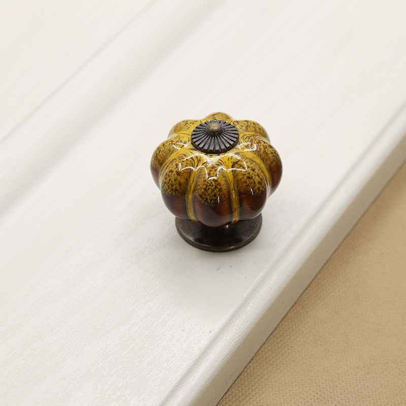 Ceramic Pumpkin Knobs,Vintage Dresser Drawer Pulls,Retro Cabinet Door Handles with Mounting Screws,Ideal for Closet,Cupboard Leopard Yellow Ceramic Pumpkin Knobs,Vintage Dresser Drawer Pulls,Retro Cabinet Door Handles with Mounting Screws,Ideal for Closet,Cupboard Leopard Yellow