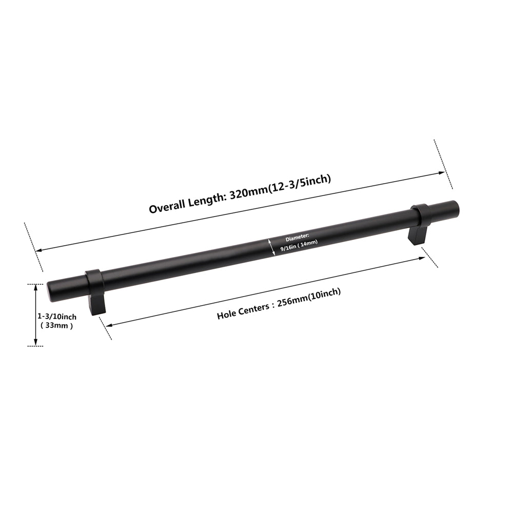 1 Pack Black Modern Cupboard Handles Stainless Steel Pulls - Round Shape Series - Hole Centers(Single Hole, 3",3.5,3.75,4",5",6.25",7.5",8.8",10")