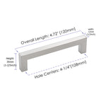4.25 Inch(Center To Center) Brushed Nickel Square Cabinet Pulls (4.25