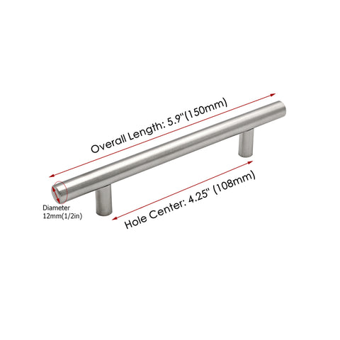 10 Pack 4.25 Inch(Center To Center) Brushed Nickel Cabinet Handles Stainless Steel Drawer Pulls