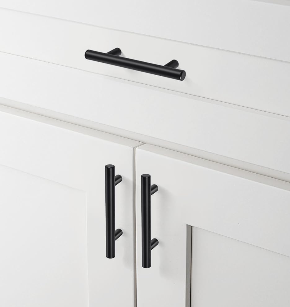 10 Pack 2.75"(70mm) Center to Center Matte Black Stainless Steel Kitchen Drawer Pulls