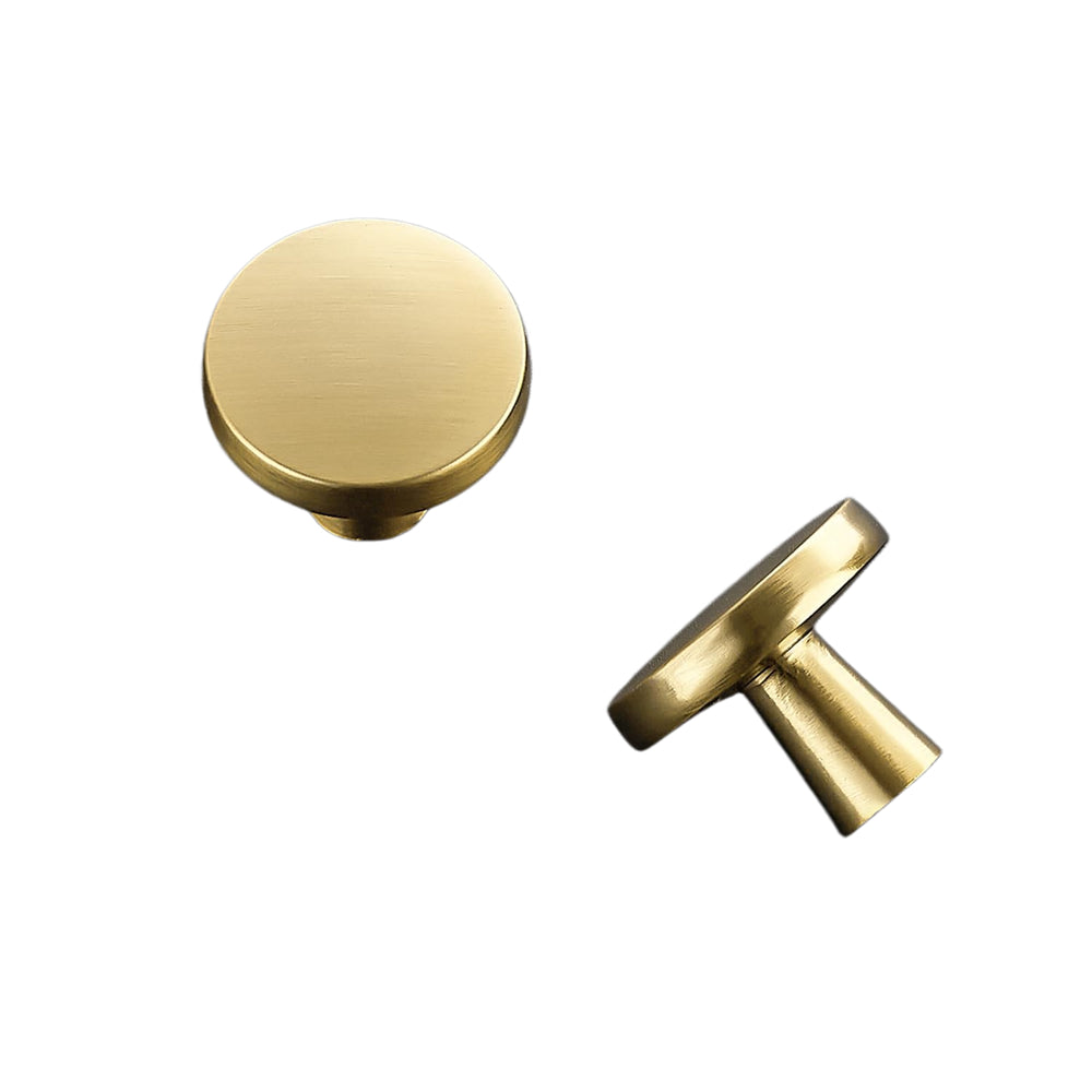 10 Pack Brushed Brass Cabinet Knobs，Solid Single Hole Zinc alloy Round Cabinet Knobs for Kitchen Drawers and Cabinets