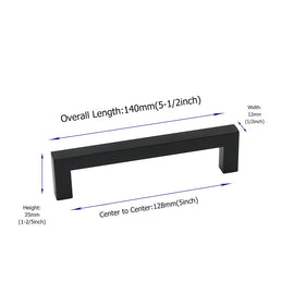 10 Pack 5 Inch(Center to Center) Matte Black Kitchen Cabinet Handles