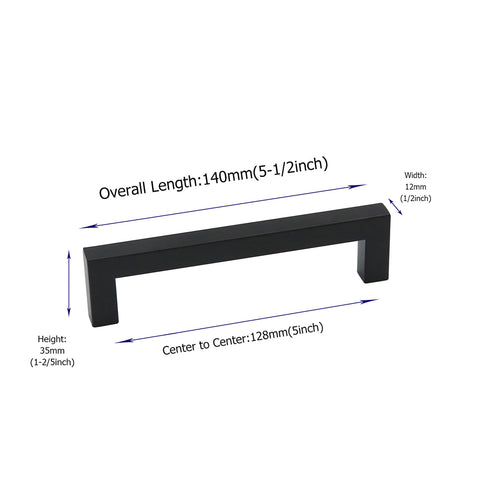 10 Pack 5 Inch(Center to Center) Matte Black Kitchen Cabinet Handles