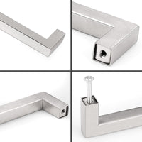 18 Inch(Center To Center) Modern Square Cabinet Handles (458mm，Brushed Nickel)