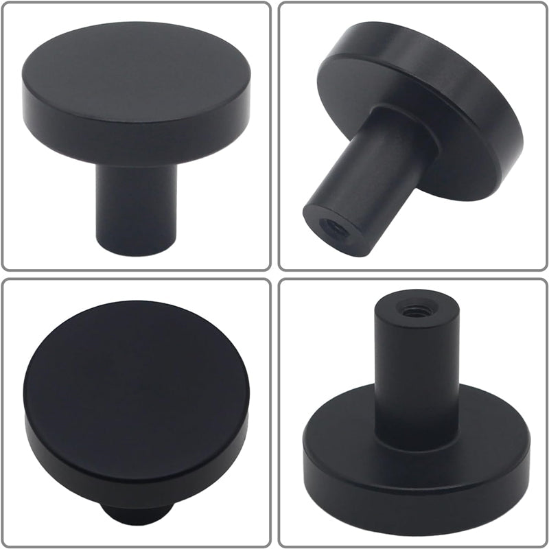 10 Pack 1-1/4 Inch Matte Black Kitchen Cabinet Knobs，Solid Dresser Knobs Drawer Knobs for Cupboard Drawer Pulls