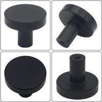 10 Pack 1-1/4 Inch Matte Black Kitchen Cabinet Knobs，Solid Dresser Knobs Drawer Knobs for Cupboard Drawer Pulls
