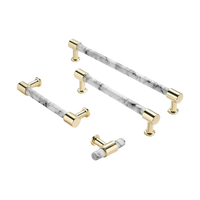Modern Marble Finish Drawer Pulls，Knobs & Handles，White Marble Pattern Print - Marble Finish Series - Hole Centers(Knob，3.75"，5"，7.5")
