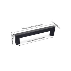 10 Pack 6 Inch(152mm) Hole Centers Matte Black Square Cabinet Door Handles