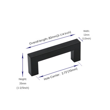 10 Pack 2.75 Inch Center to Center Matte Black Cabinet Handles Stainless Steel Drawer Pulls