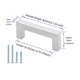 10 Pack 2.75 Inch(Center To Center) Brushed Nickel Cabinet Pulls，Stainless Steel Cabinet Hardware for Bedroom Bathroom Office