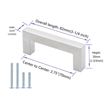 10 Pack 2.75 Inch(Center To Center) Brushed Nickel Cabinet Pulls，Stainless Steel Cabinet Hardware for Bedroom Bathroom Office
