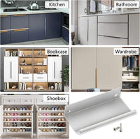 10 Pack Brushed Nickel Edge Finger Pulls，5"(128mm) Center to Center Drawer Pulls，Aluminum Alloy Cabinet Handles for Cabinets Concealed Handles