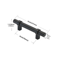 Flat Black Cabinet Bar Handle Pull - 3" (76mm) Hole Centers