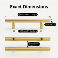 10 Pack 3 Inch(76mm) Hole Center Drawer Pulls，Brushed Brass Cabinet Pulls Stainless Steel Drawer Handles for Dresser Drawers