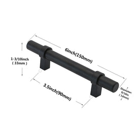 Flat Black Cabinet Bar Handle Pull - 3.5