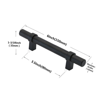 Flat Black Cabinet Bar Handle Pull - 3.5
