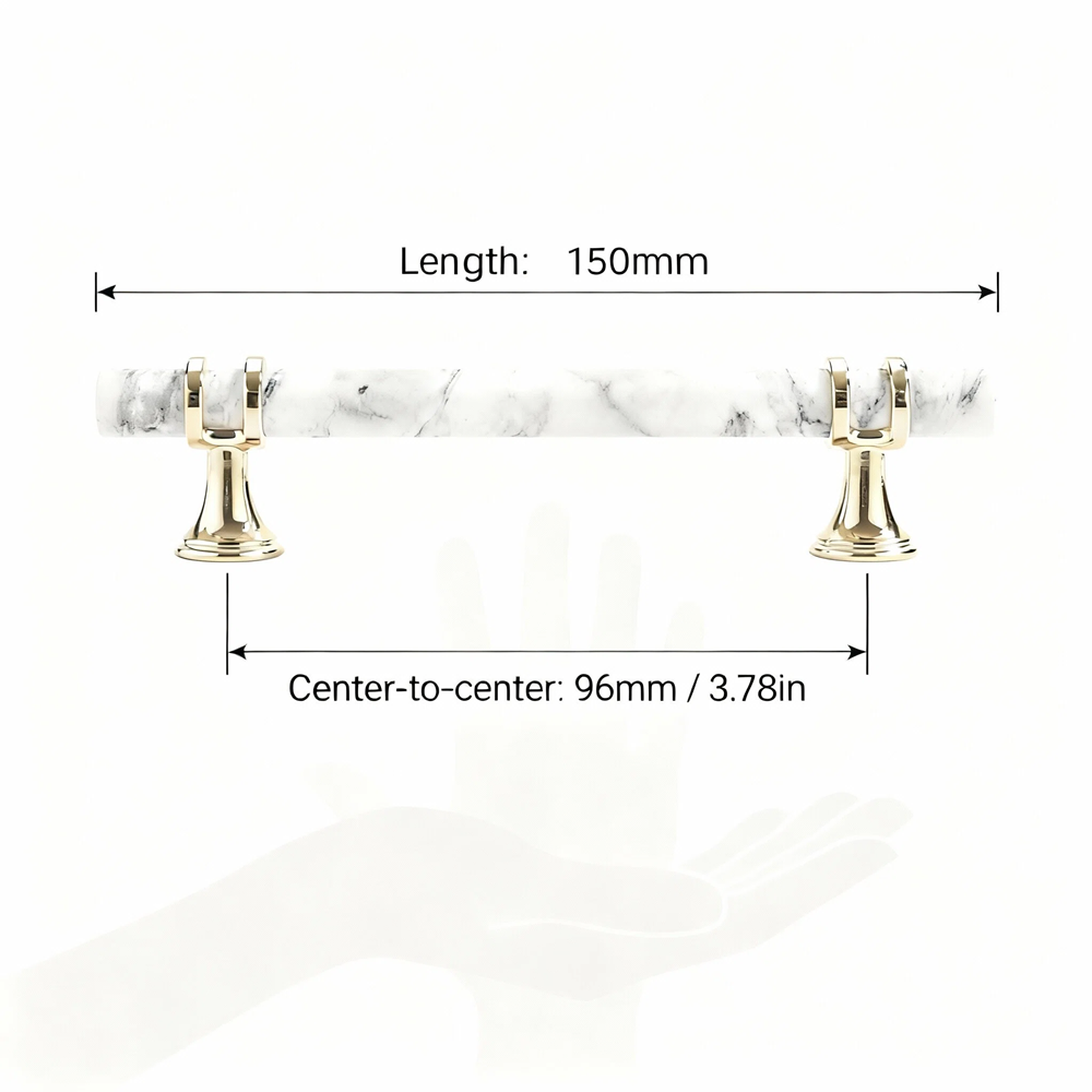 1 Pack Marble Pattern Solid Drawer Pulls，Knobs & Handles，White Marble Pattern Print - Marble Finish Series - Hole Centers(Knob，3.75"，5"，7.5")