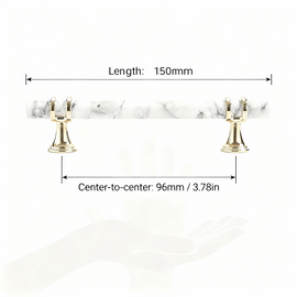 1 Pack Marble Pattern Solid Drawer Pulls，Knobs & Handles，White Marble Pattern Print - Marble Finish Series - Hole Centers(Knob，3.75