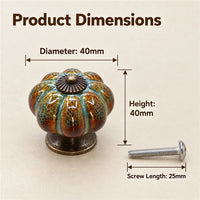 10 Pack Leopard White Ceramic Pumpkin Knobs，Color Glaze Dresser Drawer Pulls